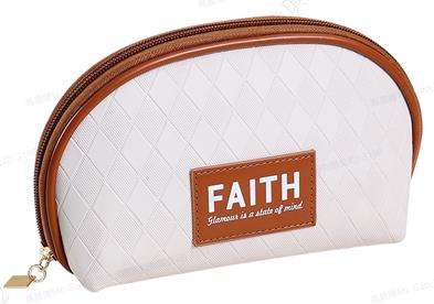 Diamond Pattern Half Moon Cosmetic Bag(Brown)