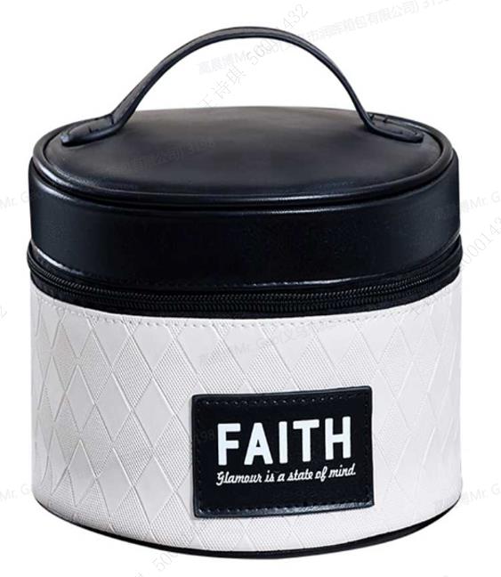 Diamond Pattern Barrel Cosmetic Bag(Black)