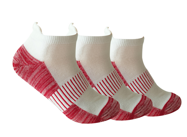 Atheletic Ankle Socks (3 Pairs)(Red)