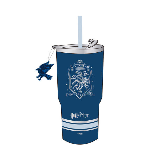 Harry Potter Steel Tumbler with Charm and Straw (580mL, Blue)