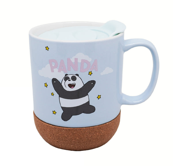 We Bare Bears Collection Dessert Series Ceramic Cup with Cork Bottom and Lid (300mL)(Blue)