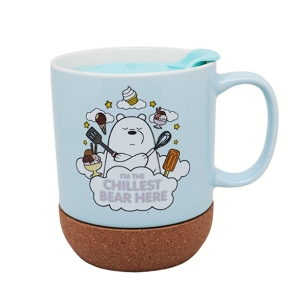 We Bare Bears Collection Dessert Series Ceramic Cup with Cork Bottom and Lid (300mL)(Green)