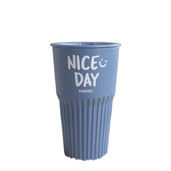 Graffiti Print Plastic Coffee Cup 550ml (Blue)