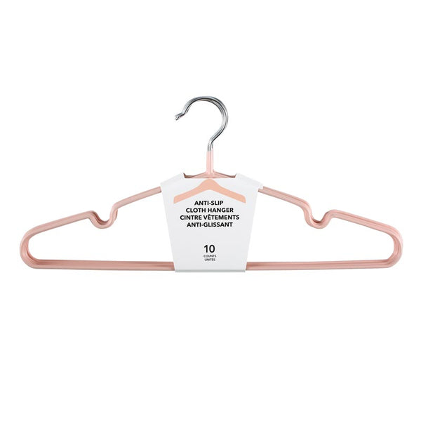 Simple Anti-slip Cloth Hanger 10 Counts (pink)