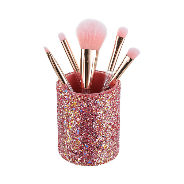 Make-up Brushes in Cylinder (6pcs)(Pink)