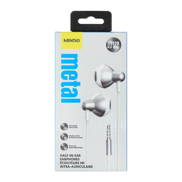 3.5mm Metal Half-in-ear Earphones   (White)