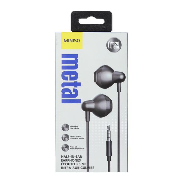 3.5mm Metal Half-in-ear Earphones (Black)