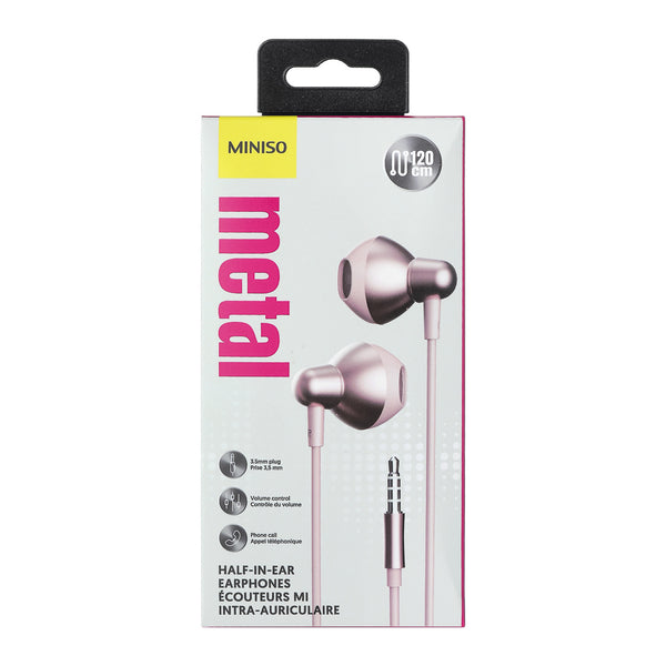 3.5mm Metal Half-in-ear Earphones (Pink)