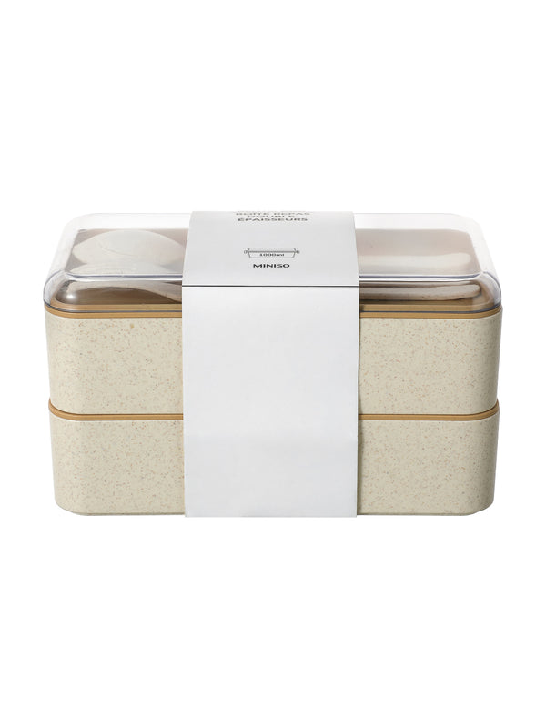 Wheat Straw Double-layer Bento Box 1000ml(Creamy White)