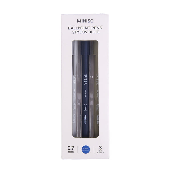 0.7mm Thin Barrel Ballpoint Pens 3 pcs(Gray & Blue & Green Barrel,Blue Ink)