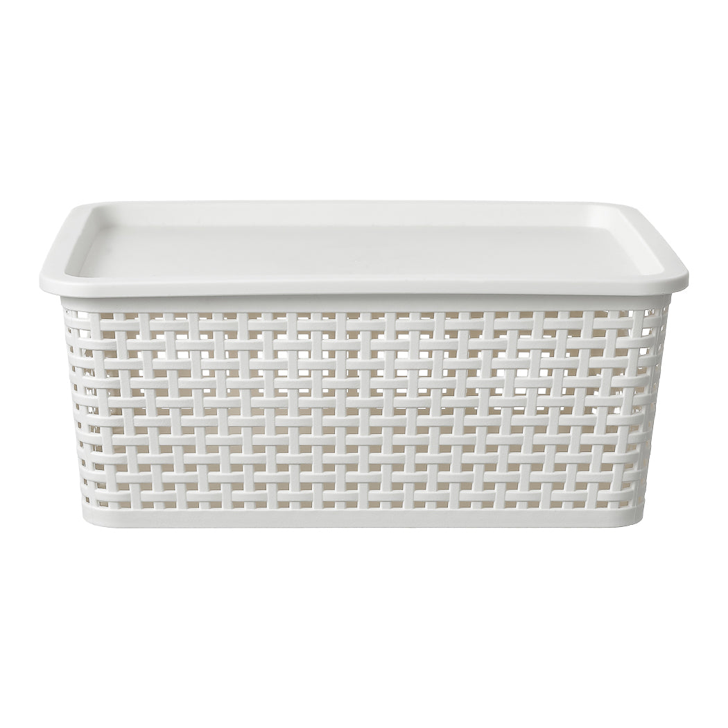 Plaid Storage Basket with Cover (L) Plaid Storage Basket with Cover (L)