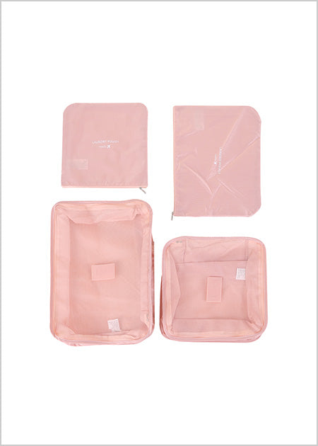 Foldable Travel Organizer Bag 4 Pack (Pink)