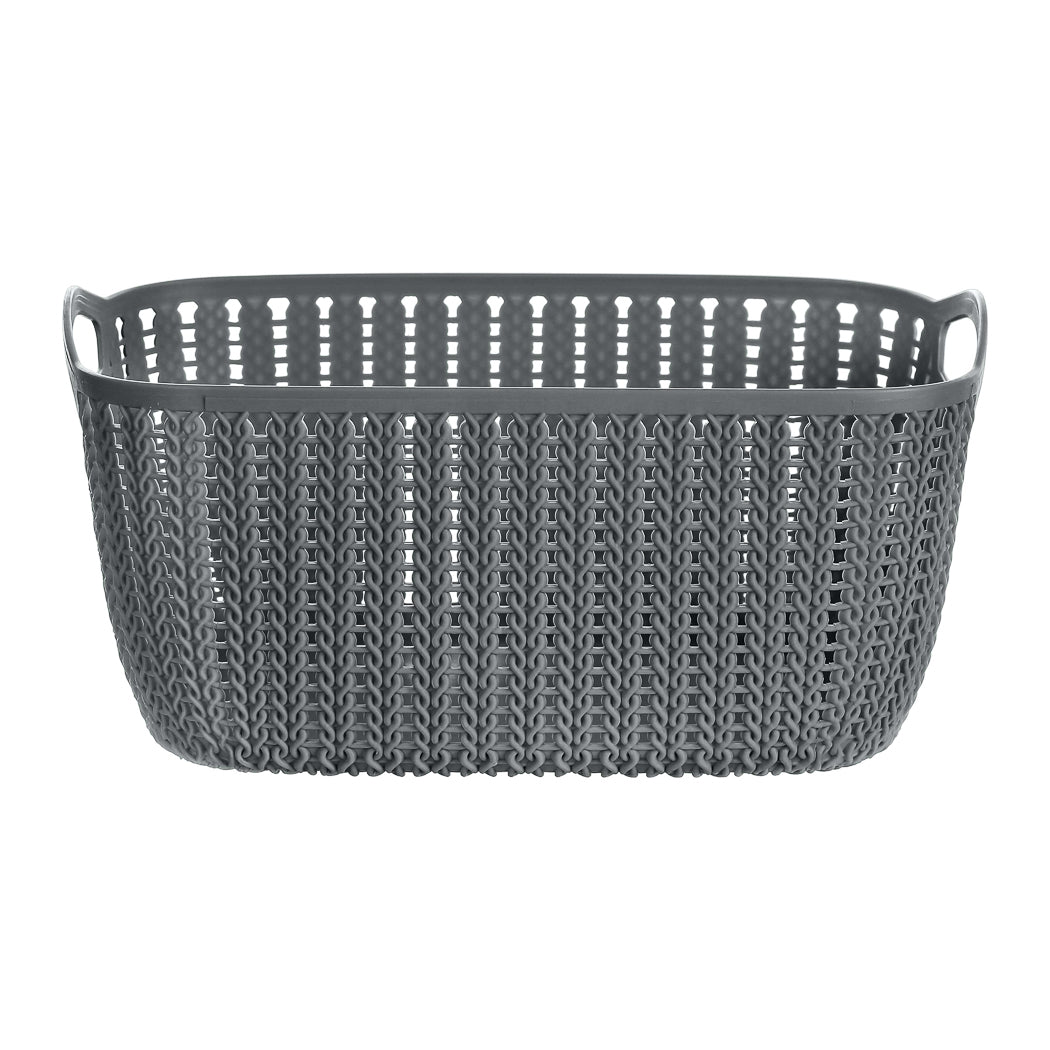 Small Plaited Rectangular Storage Bucket (Dark Grey) Small Plaited Rectangular Storage Bucket (Dark Grey)