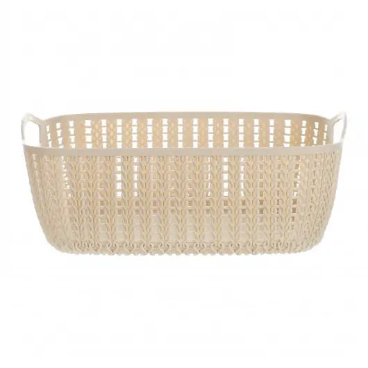 Medium Plaited Rectangular Storage Bucket (Khaki) Medium Plaited Rectangular Storage Bucket (Khaki)