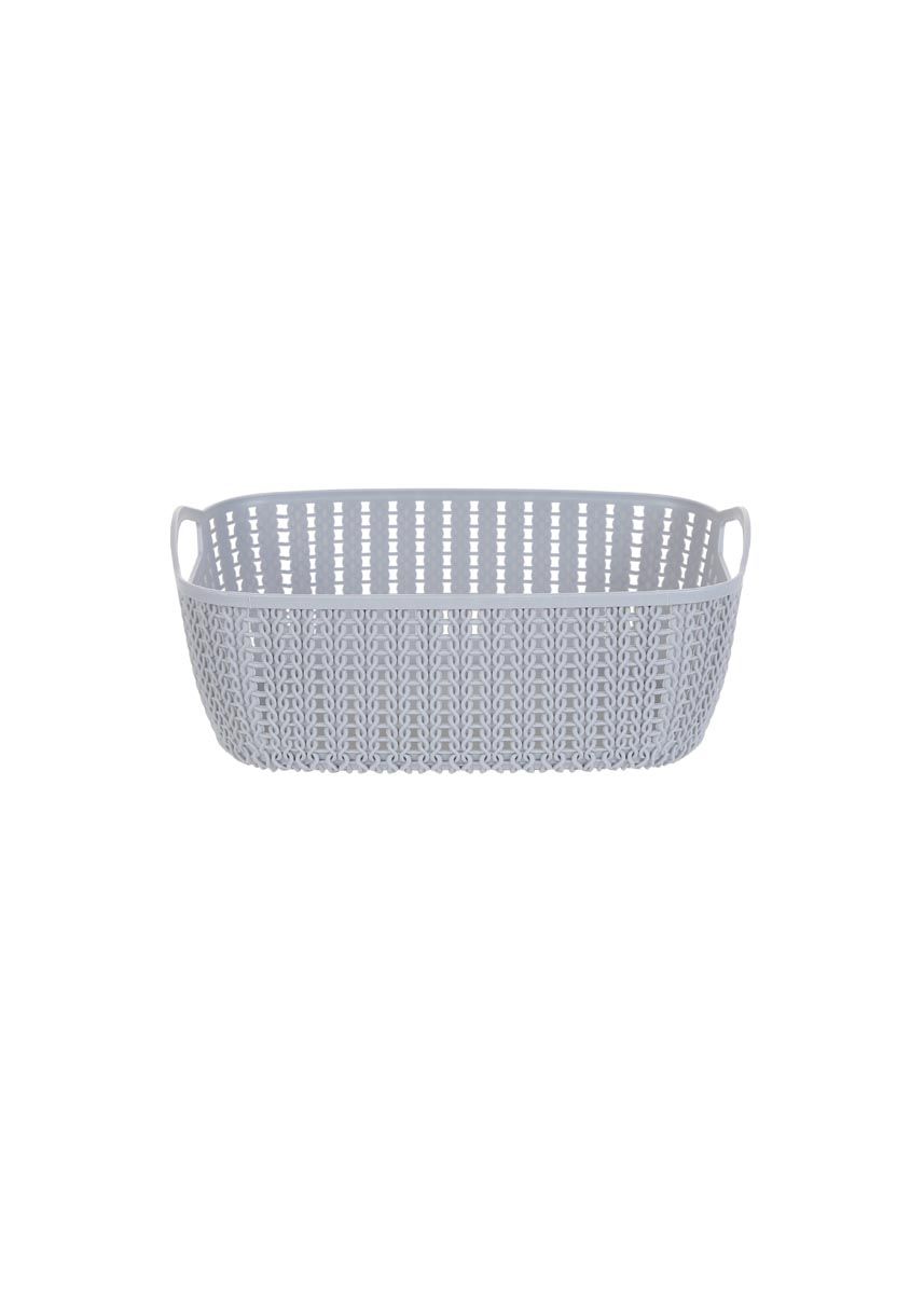 Medium Plaited Rectangular Storage Bucket (Dark Grey)