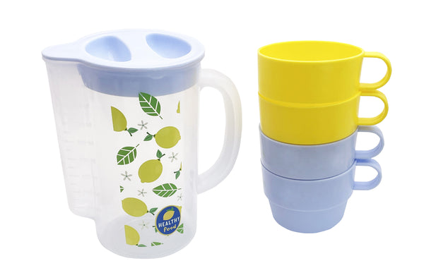 Lemon Day Water Pitcher & 4 Cups (1000mL)