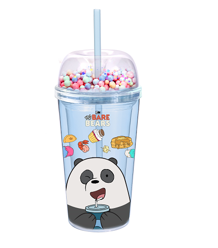 We Bare Bears Collection Water Bottle with Straw (420mL)(Panda)