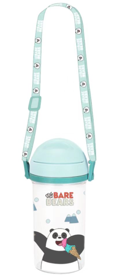 We Bare Bears Collection 5.0 Straw Water Bottle with Shoulder Strap (400mL)(Panda)