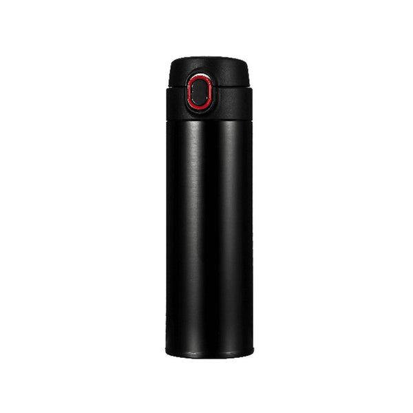 Insulated Stainless Steel Water Bottle with One-Touch Flip Top Lid (480mL)(Black)