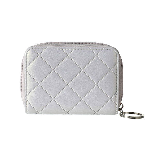 Diamond Lattice Zip Around Card Wallet(Light Purple)