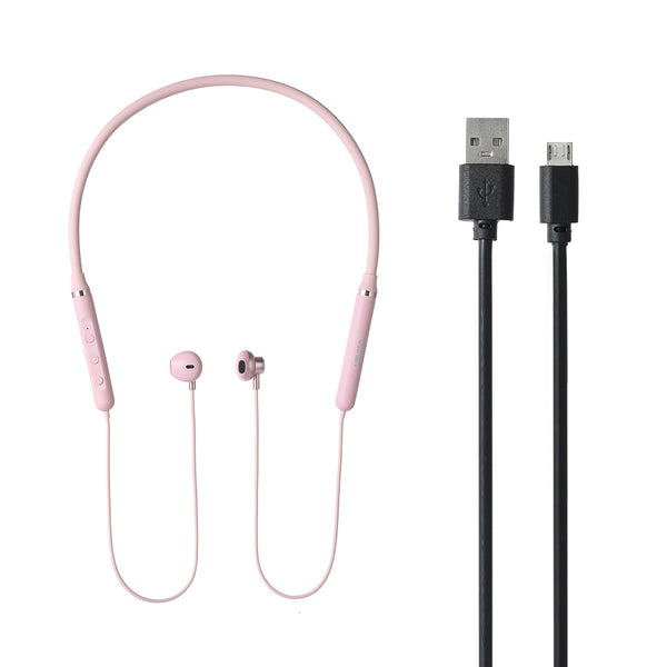 Fashion Neck-Hanging Wireless Earphones with Stereo Sound Model: R06(Pink)