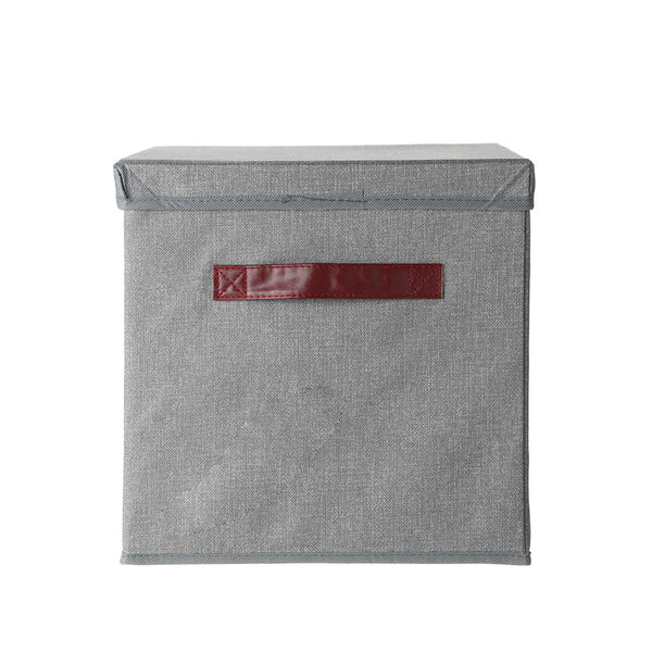 Linen-look Storage Cube with Lid(Gray)