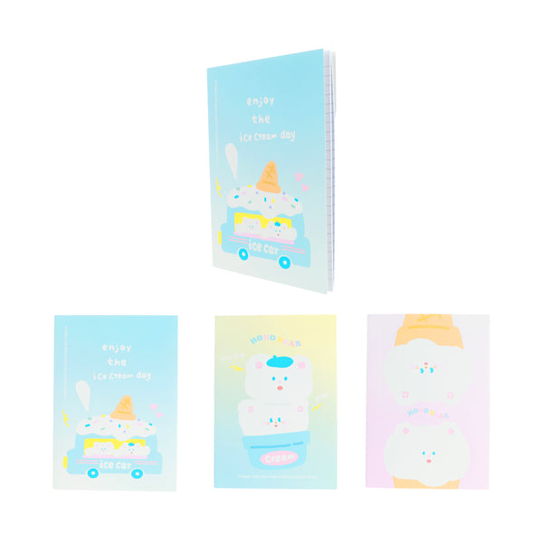 HoHo Bear Summer Sparkling Ice Series A5 Stitch-Bound Book (28 Sheets, 3 pcs)