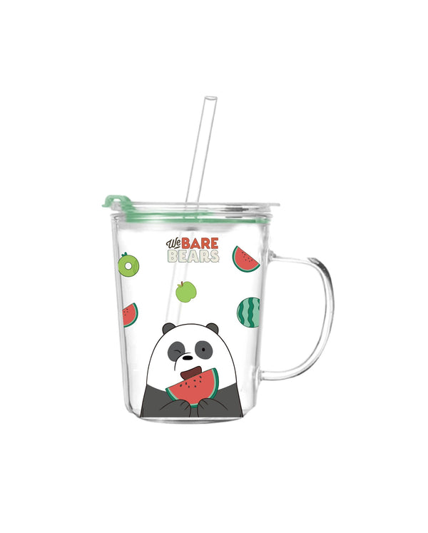 We Bare Bears Collection 5.0 Glass Cup with Straw (400mL)(Panda)