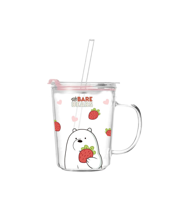 We Bare Bears Collection 5.0 Glass Cup with Straw (400mL)(Ice Bear)