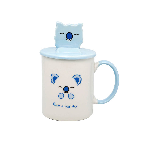 Cartoon Series Ceramic Cup with Lid (340mL)(Koala)