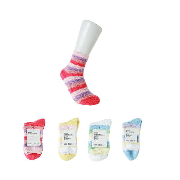 Autumn & Winter Series Thick Stripe Fluffy Crew Socks (2 Pairs)