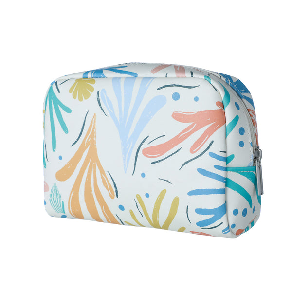 Abstract Flowers Cosmetic Bag(White)