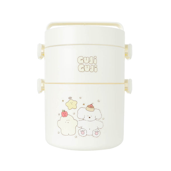 Guji Guji Bread Baking Series Double Layer Bento Box (1700mL)(White)