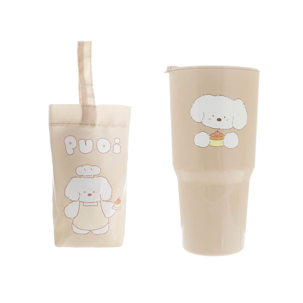 Guji Guji Bread Baking Series Plastic Tumbler with Cloth Bag (800mL)(Didi)