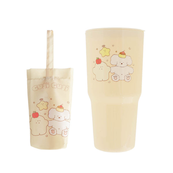 Guji Guji Bread Baking Series Plastic Tumbler with Cloth Bag (800mL)(Guji)