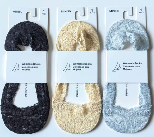 Women?s Lace Low-Cut Socks 3 Pairs (Basic Colors)