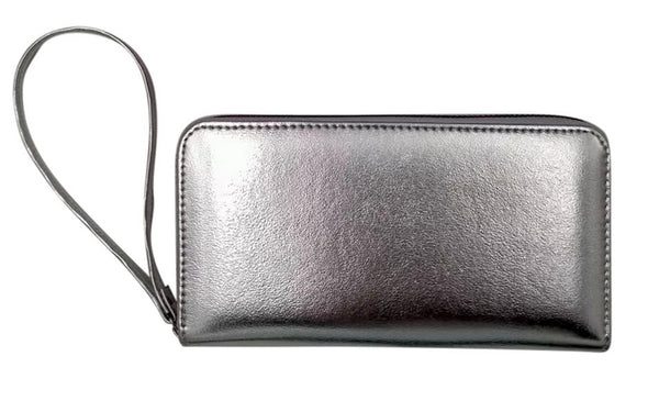 Women?s Zip Around Clutch Bag (Silvery)