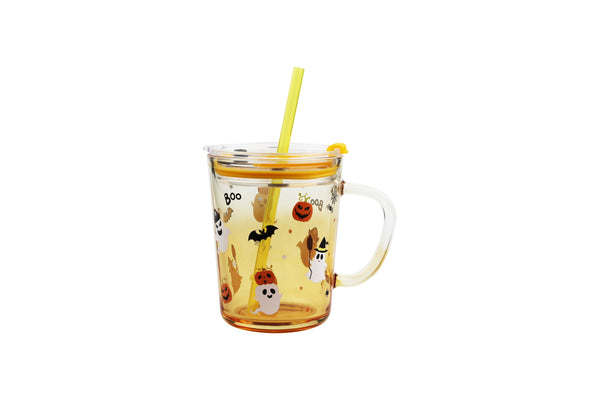 Halloween Series Glass Cup with Straw (400mL)