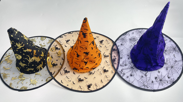 Halloween Series Veil Witch Hat (3 Assorted Models: Black, Orange, Purple)