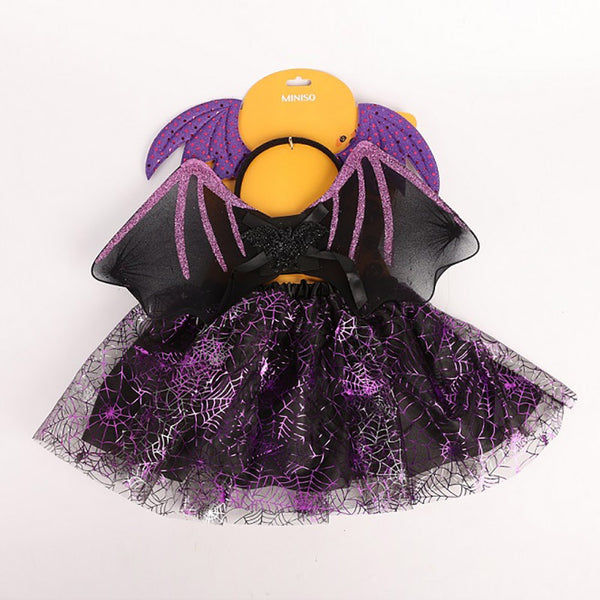 Halloween Series Tutu Skirt Set (Bat, Purple)