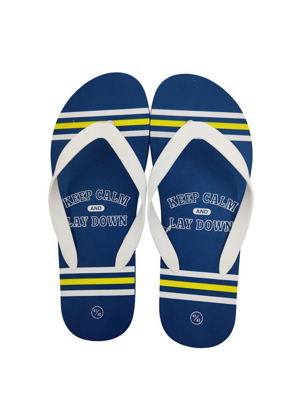 Minimalist Stripe Style Men's Flip-Flops(Blue,43-44)