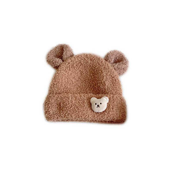 Warm Winter Series Kids’ Cute Bear Knit Hat(Khaki)