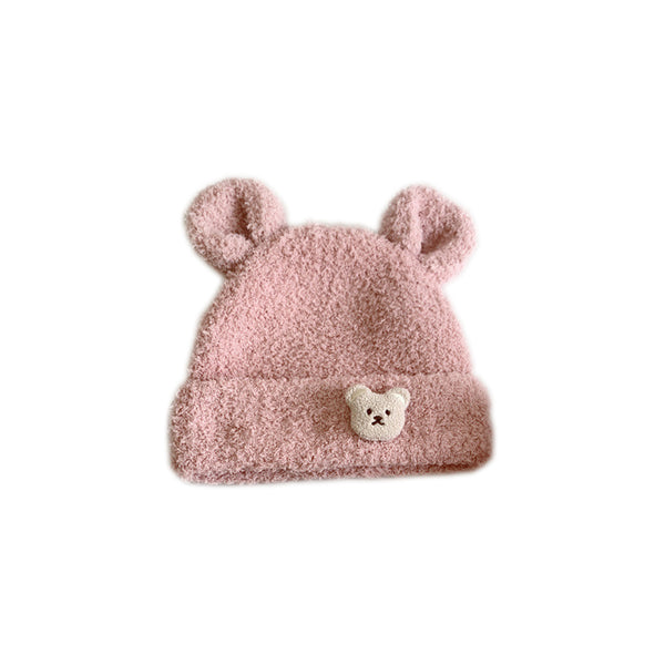 Warm Winter Series Kids’ Cute Bear Knit Hat(Pink)