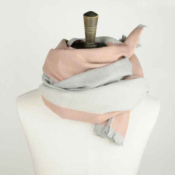 Bicolor Series Warm Scarf(Gray & Pink)