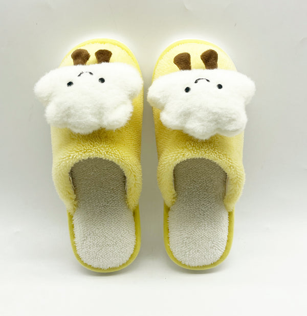 Cute 3D Cloud Series Women’s Plush Slippers(Yellow, 35-36)