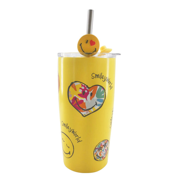 SmileyWorld Collection Stainless Steel Tumbler with Straw (530mL)