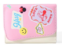 Disney 100 Smile Faces Collection Women's Short Trifold Wallet(Pink)