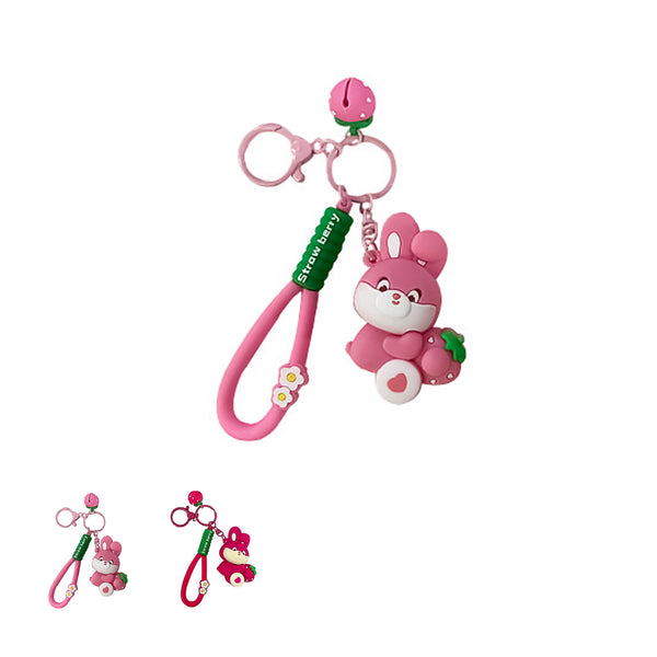 Stress Relief Sweetheart Strawberry Rabbit Keychain