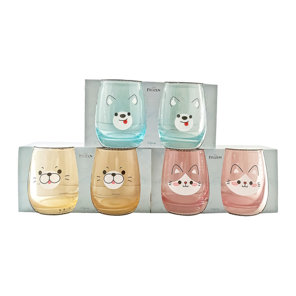 Animal Faces Collection Cute Glass Cup (2 pcs, 400mL)