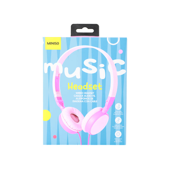 Color Blocking 3.5mm Kids' Wired Headset with Microphone Model: 23L02(Pink & White)